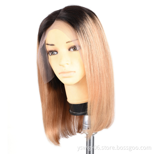 YS Brazilian Human Hair 13x4 Lace Front Ombre colored bob Wig,Pre Pluck colorful Red Virgin Hair Lace BOB Wig For Black Women
